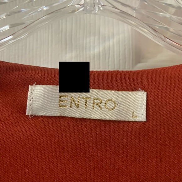 Entro Burnt Orange Faux Wrap Bell Sleeve Dress L - Picture 2 of 7